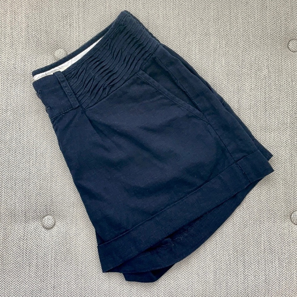 Anthropologie Navy Linen Shorts | Size 4